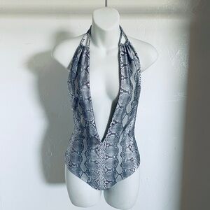 OLA VIDA Reversible ARUBA 1-Piece MAILLOT Swimsuit Snake / Black Size Small